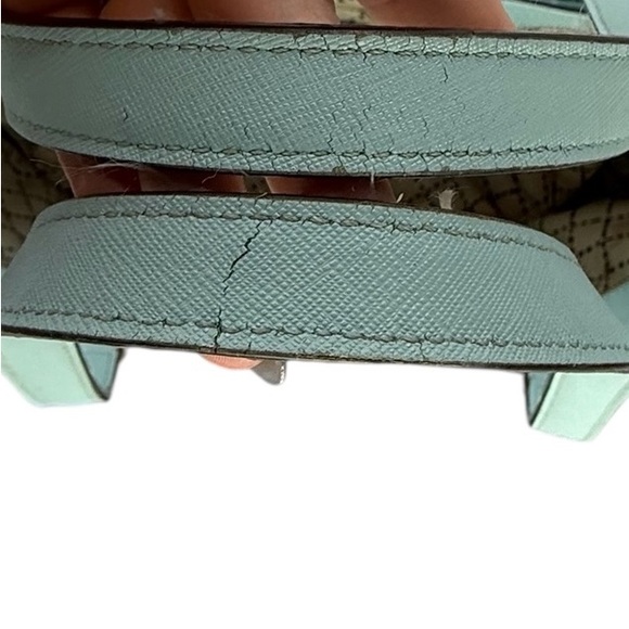 Kate Spade Newbury Lane Dally Tote Blue Hydrangea Saffiano Cow Leather Work Bag - Picture 6 of 16